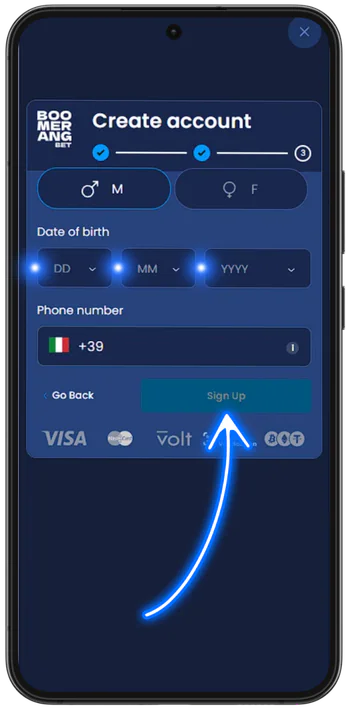 Boomerangbet Conferma dei dati personali